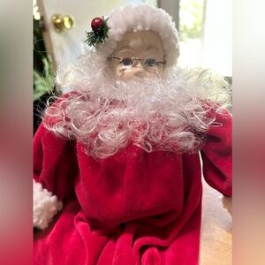 Santa Doll VTG Shelf Sitter Ceramic Face Artisan Way #500 Christmas Holiday READ